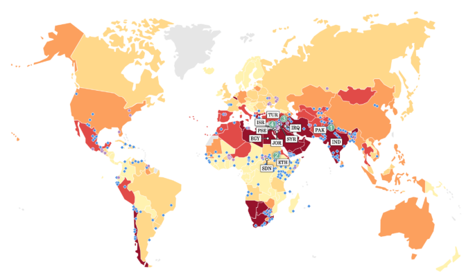 Carte sur les guerres de l'eau