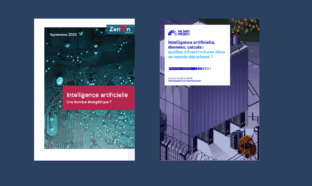 Les couvertures des études de Zenon, « Intelligence artificielle, une bombe énergétique ? » et du du Shit Project, « Intelligence artificielle, données, calculs : quelles infrastructures dans un monde décarboné ? »