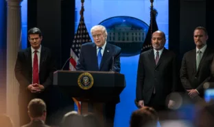 President Donald Trump delivers remarks on the Supreme Court ruling on tariffs